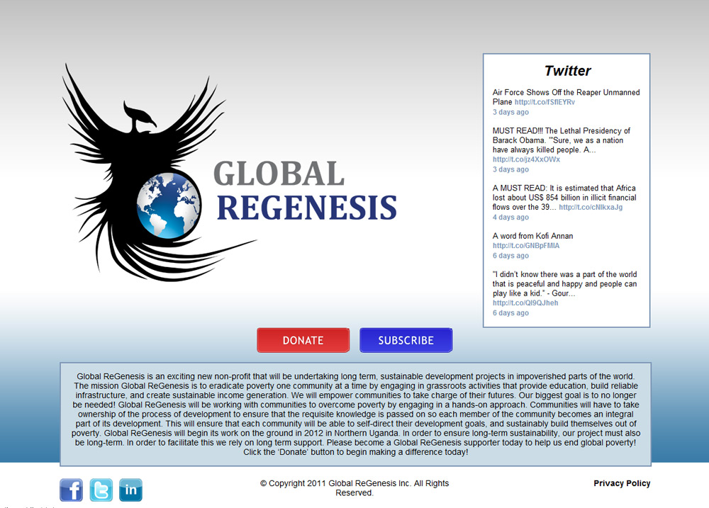 Global Regenesis Splash Page